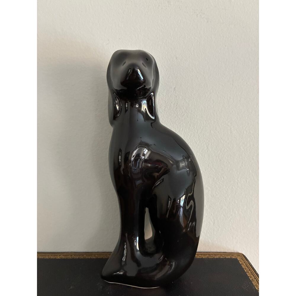 Vintage MCS Brazil Black Ceramic Dog Figurine